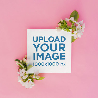 Mockup of a Square Flyer Featuring Flowers 