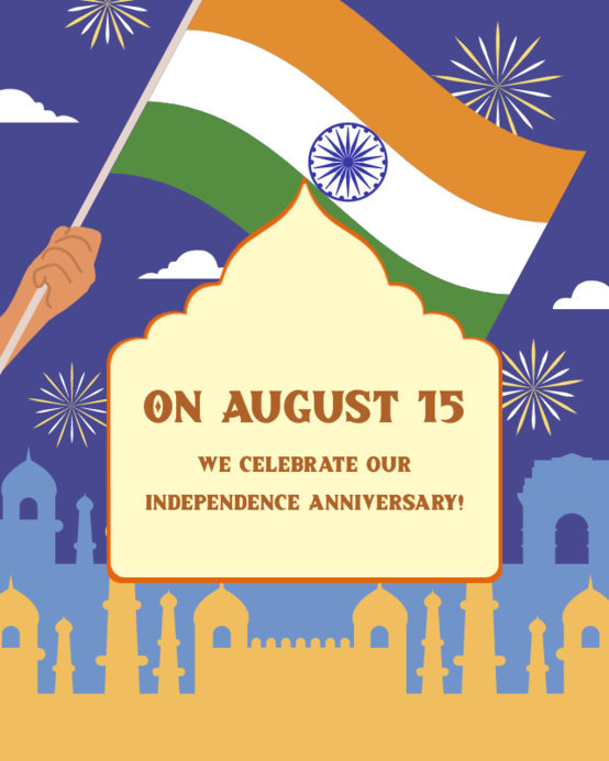 Illustrated Instagram Post Generator Featuring an Indian Independence Day Theme