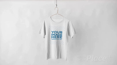 T-Shirt Video Hanging Over a White Background