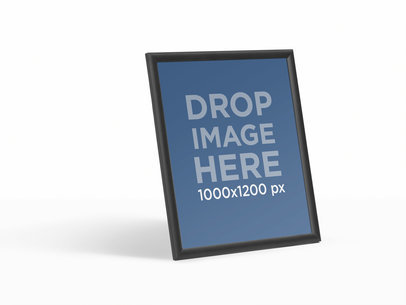 Framed Poster Mockup On White Background in Portrait Position