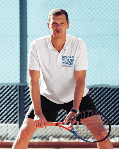 Polo Shirt Featuring a Man Playing Tennis