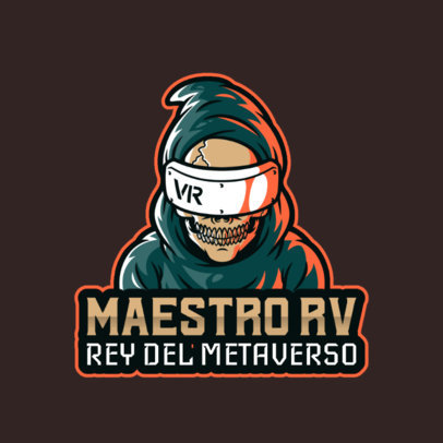 Logo Maker for Gamers Featuring an Illustrated Skeleton with a VR Headset