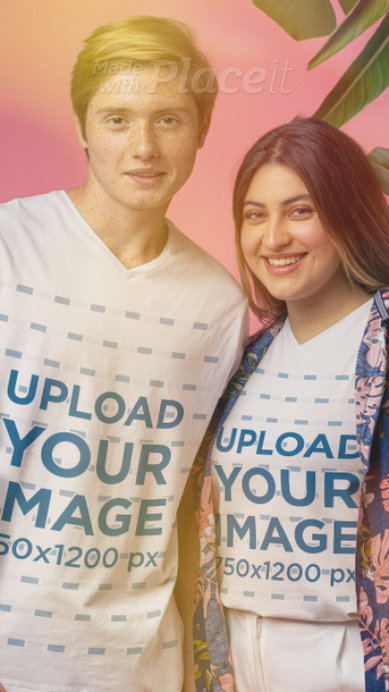 Summer-Themed Video Featuring a Happy Couple Wearing a V-Neck T-Shirt