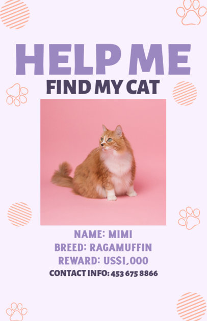 Lost Pet Flyer Template Featuring a Picture of a Missing Cat