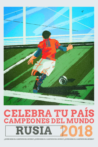Poster Design Template with a World Championship Theme and Illustrated Soccer Players 5124a