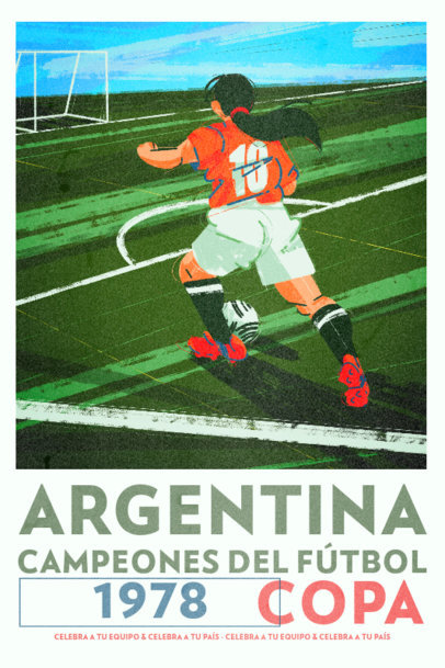 Argentina-Themed Poster Design Maker Featuring an Illustration of a Female Soccer Player 5124d