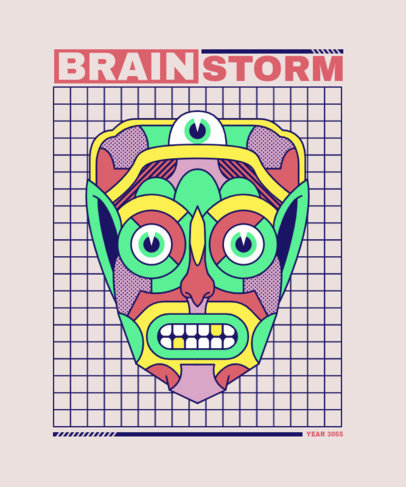 T-Shirt Design Template Featuring Illustrated Contemporary-Style Faces