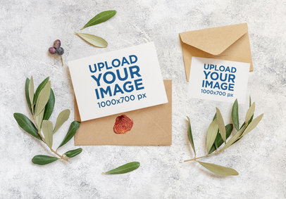 Mockup of Two Wedding Flyers and Envelopes