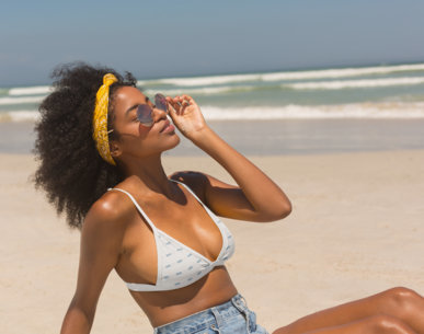 Bikini Swimsuit Mockup of a Woman Enjoying the Beach