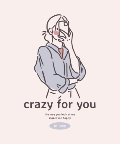 Illustrated T-Shirt Design Maker Featuring a Woman Taking a Picture with Her Phone