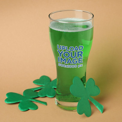 Mockup of a Beer Glass Featuring Lucky Leaf Clovers m23384 r-el2