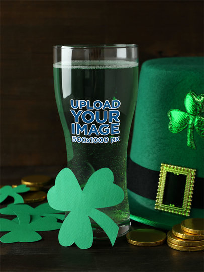St. Patrick's Day-Themed Mockup Featuring a Beer Glass