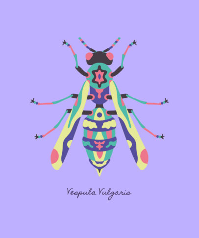 Tote Bag Design Generator Featuring a Wasp with Colorful Patterns 4772b