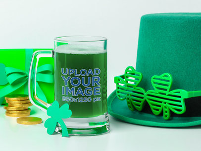 Mockup of a Beer Glass Placed Near St. Patrick's Day Party Decorations m23375 r-el2