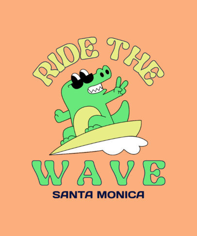 T-Shirt Design Generator Featuring a Surfing Crocodile Cartoon