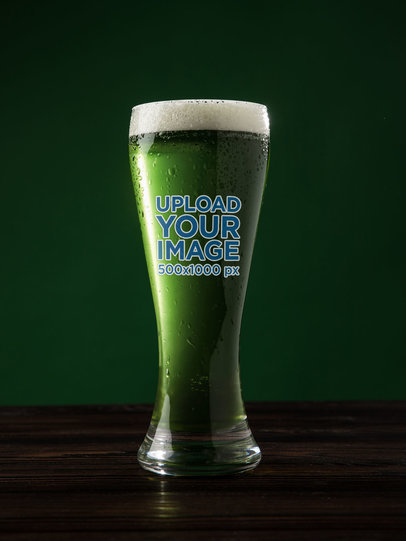 St Patrick's Day-Inspired Mockup Featuring a Beer Glass with Green Liquid