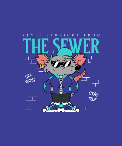 Cool T-Shirt Design Generator Featuring an Illustrated Rat With Dark Glasses