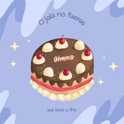 Illustrated Instagram Post Generator Featuring a Cake With a Fun Quote