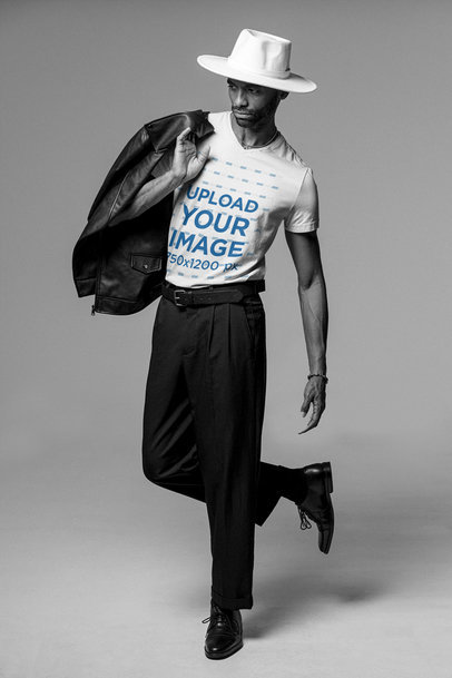 Mockup of a Stylish-Looking Man With a T-Shirt and a Hat