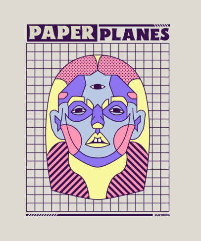 T-Shirt Design Template Featuring a Woman's Face with a Modern Art Style