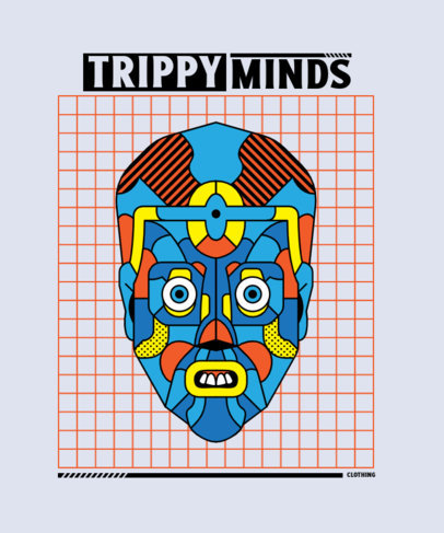 Modern Art-Style T-Shirt Design Creator with a Trippy Face Illustration