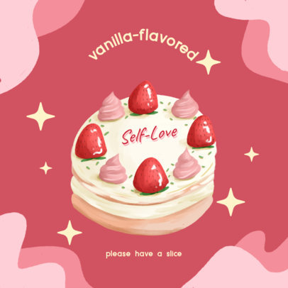 Instagram Post Generator Featuring an Illustrated Cake and a Self-Love Quote