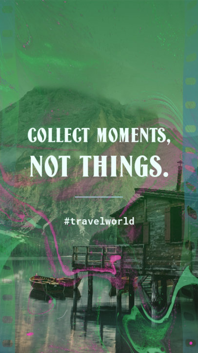 Colorful Instagram Story Creator Featuring an Inspirational Travel Quote and a Film Soup Filter 4774d