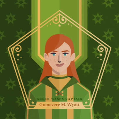 Illustrated Avatar Template Featuring a Harry Potter-Inspired Character With a Wizard Gown 5254d