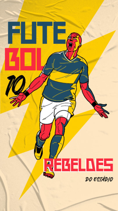 Illustrated Instagram Story Maker Featuring a Soccer Player Screaming 