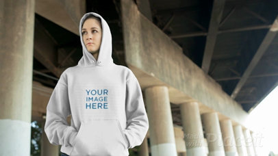 Girl Wearing a Pullover Hoodie Video at an Industrial Location a13194