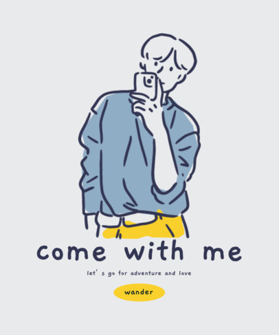 Quote T-Shirt Design Generator Featuring an Illustration of a Man with a Smartphone