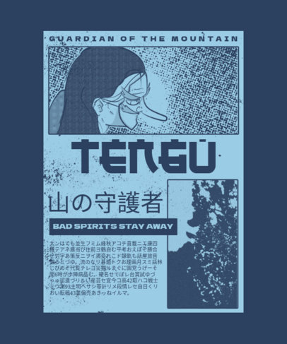 Illustrated T-Shirt Design Maker Featuring an Anime Masked Character