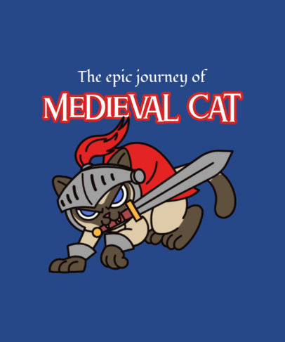 T-Shirt Design Maker Featuring a Medieval Cat Cartoon