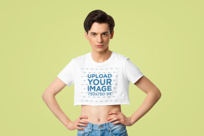 Crop Top Mockup of a Serious Young Man with Her Hands on His Hips m20672 r-el2
