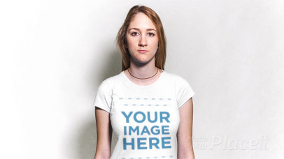 Young Blonde Woman Wearing a Necklace and a T-Shirt in Stop Motion