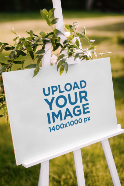 Mockup of a Welcoming Sign to a Wedding Reception