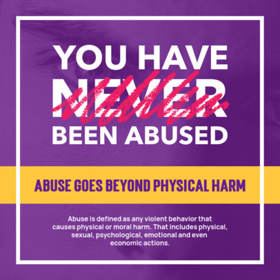 Instagram Post Template Featuring a Domestic Violence Awareness Theme
