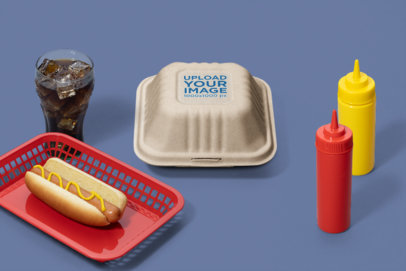 Clamshell Container Mockup Featuring Customizable Fast Food Items m27785