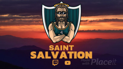 Intro Video Creator Featuring an Illustrated Jesus With a Basketball Jersey