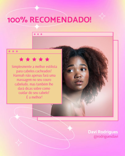 Instagram Post Creator Featuring a Customer Review of a Hairstylist