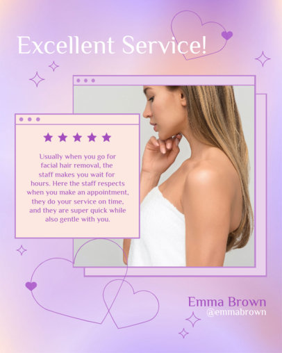 Instagram Post Creator Featuring a Five Star Review of a Hair Removal Service