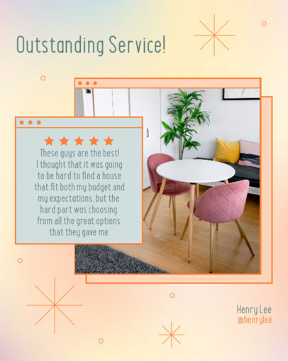 Instagram Post Maker Featuring a Customer Review of a Real Estate Service