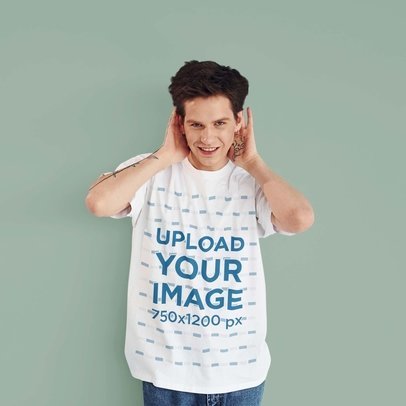 T-Shirt Mockup Featuring a Happy Man With Tattoos m24260 r-el2