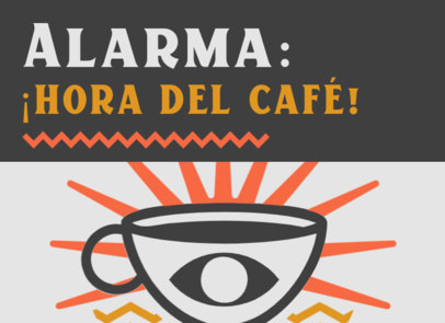 Greeting Card Template Featuring an Illustrated Cup of Coffee With an Eye 5225c