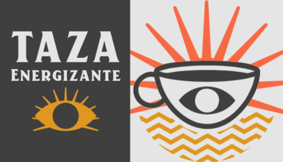 Front Business Card Template Featuring an Illustration With a Coffee Mug With an Eye