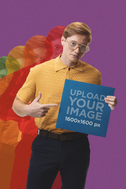 Retro Mockup Featuring a Man Holding a Vinyl Record m26571