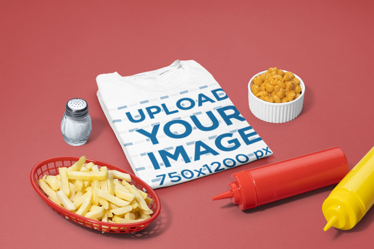 Bella Canvas T-Shirt Mockup Featuring Exchangeable Fast Food Items