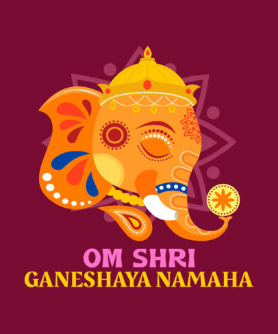 Quote  T-Shirt Design Template Featuring an Illustration of Ganesha 3947a