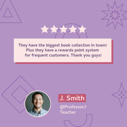 Customer Review Instagram Post Design Template for a Book Store