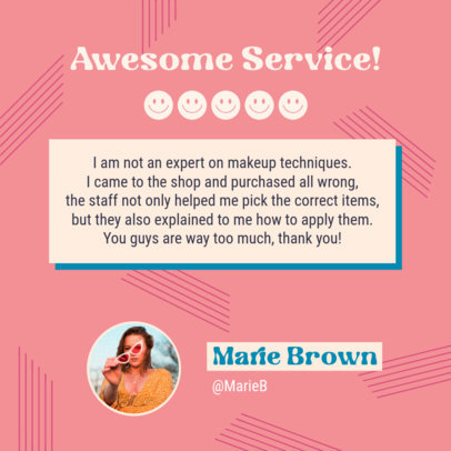 Instagram Post Template for a Makeup Store Testimonial With Happy Faces Graphics 